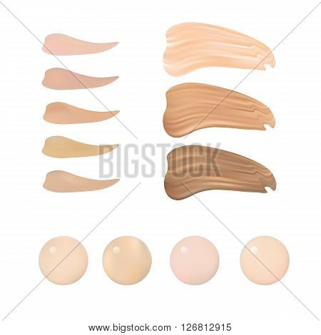 Vector Illustration of Color Shades Palette For Foundation Make Up. Isolated On White Background.