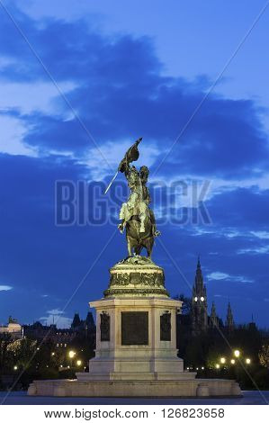 Heldenplatz with horse statue to Erzherzog Karl in Vienna in Austria