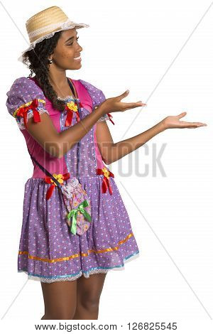 Girl Wearing Generic Caipira Clothes As In Every Festa Junina. - Brazil