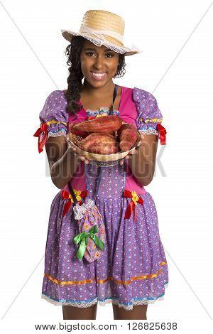 Girl Wearing Generic Caipira Clothes As In Every Festa Junina. - Brazil