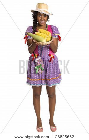 Girl Wearing Generic Caipira Clothes As In Every Festa Junina. - Brazil