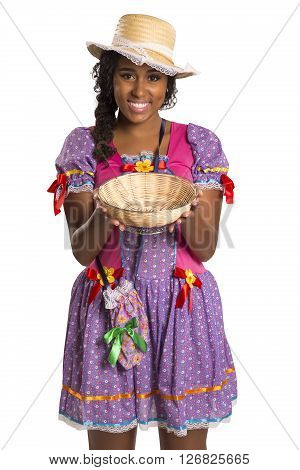 Girl Wearing Generic Caipira Clothes As In Every Festa Junina. - Brazil