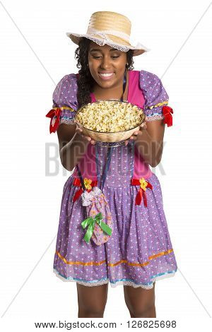 Girl Wearing Generic Caipira Clothes As In Every Festa Junina. - Brazil