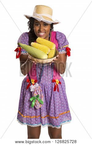 Girl Wearing Generic Caipira Clothes As In Every Festa Junina. - Brazil
