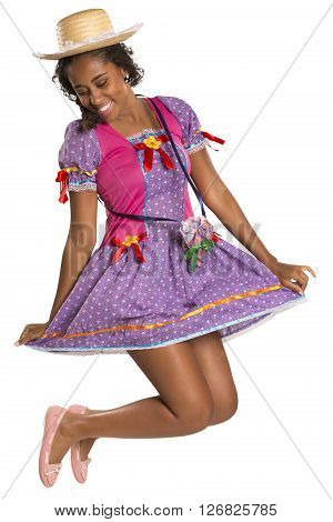 Girl Wearing Generic Caipira Clothes As In Every Festa Junina. - Brazil