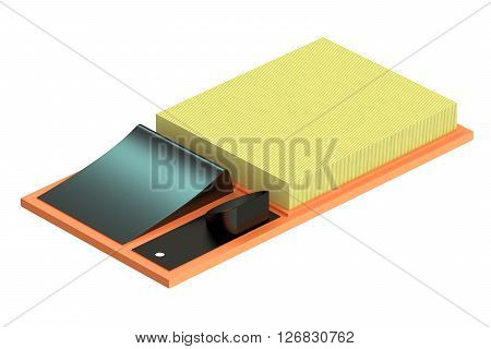 air filter for car 3D rendering isolated on white background