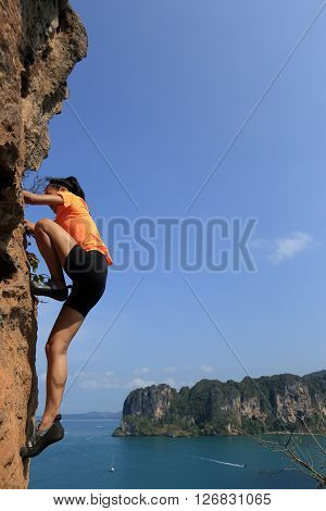 young asian woman enjoy the view at spring mountain peak