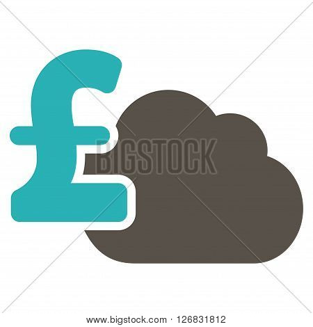 Cloud Pound Banking vector icon. Cloud Pound Banking icon symbol. Cloud Pound Banking icon image. Cloud Pound Banking icon picture. Cloud Pound Banking pictogram. Flat cloud pound banking icon.