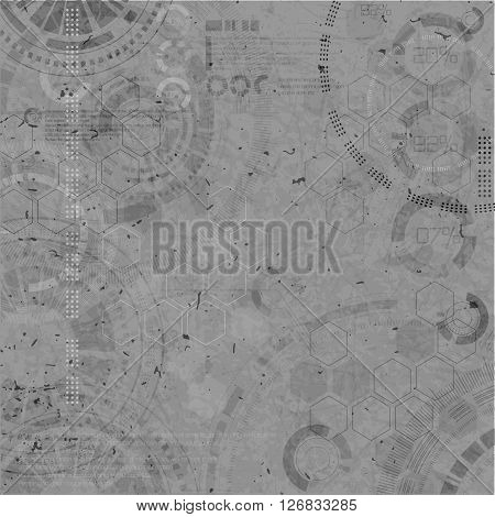 Technology background. Technological elements on grey backgrounds with grunde. Vector illustration with techno element.