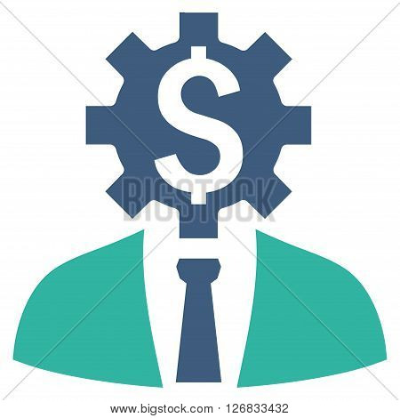 Office Worker vector icon. Style is bicolor flat symbol, cobalt and cyan colors, white background.