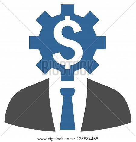 Office Worker vector icon. Style is bicolor flat symbol, cobalt and gray colors, white background.