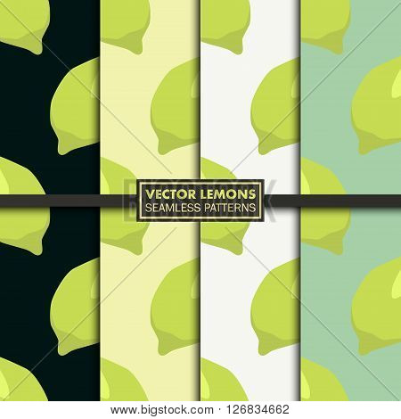 Set of seamless patterns with limes. Limes seamless pattern. Limes seamless pattern vector. Limes seamless pattern illustration. Limes seamless pattern art. Limes seamless pattern shape. Limes seamless pattern picture. Vector EPS10 illustration.