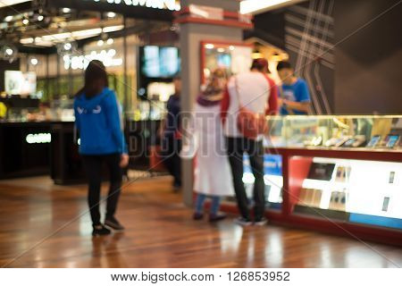 Smart Phone store interior with bokeh background