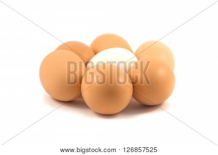 many chicken eggs isolated on white background
** Note: Shallow depth of field