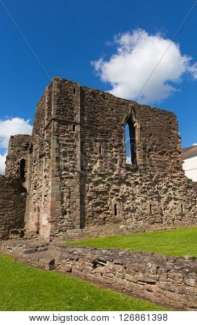 Monmouth castle Wales uk ruins of historic Welsh tourist attraction Wye Valley