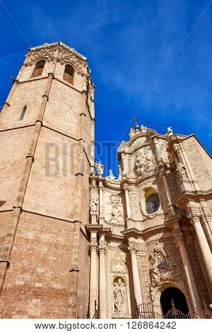Valencia Cathedral and Miguelete tower Micalet in Spain