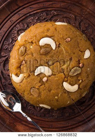 Moong Dal Halwa - a sweet dish from India, Indan Sweet Halwa made from Moong Dal, moong dal sweet sheera or shira cooked in pure ghee