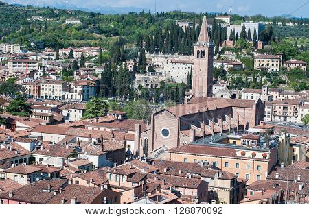 Beautiful view from the tower lamberti of Verona