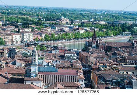 Beautiful view from the tower lamberti of Verona