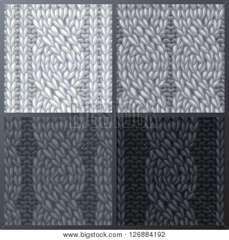 Set Of Seamless Six-stitch Cable Stitch Patterns.