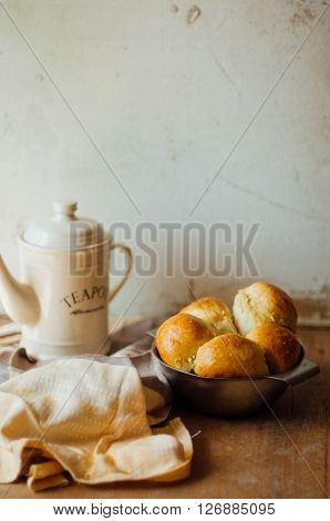 garlic bread rolls with garlic. Bread bun with garlic. lush homemade buns with garlic
