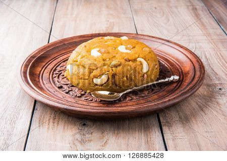 Moong Dal Halwa - a sweet dish from India, Indan Sweet Halwa made from Moong Dal, moong dal sweet sheera or shira cooked in pure ghee