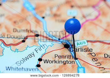 Penrith pinned on a map of UK
