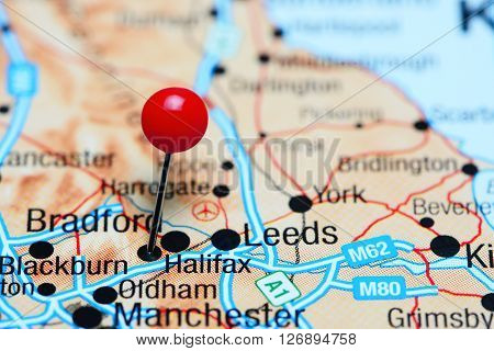 Halifax pinned on a map of UK