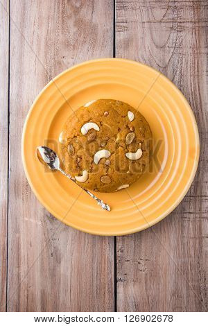 Moong Dal Halwa - a sweet dish from India, Indan Sweet Halwa made from Moong Dal, moong dal sweet sheera or shira cooked in pure ghee