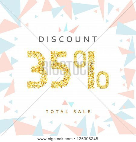 Discount 35. Discounts price tag. Golden discount. Black Friday. Clearance Sale. Discount coupon. Discount gold. Sale discount