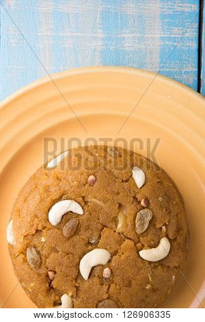 Moong Dal Halwa - a sweet dish from India, Indan Sweet Halwa made from Moong Dal, moong dal sweet sheera or shira cooked in pure ghee