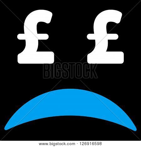 Pound Bankrupt Sad Emotion vector icon. Pound Bankrupt Sad Emotion icon symbol. Pound Bankrupt Sad Emotion icon image. Pound Bankrupt Sad Emotion icon picture. Pound Bankrupt Sad Emotion pictogram.