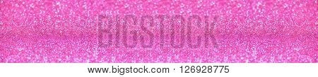 Shining glitter panorama. Bokeh background panoramic shot