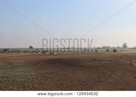 Abandoned farm equipment field barn. The landscape of the Russian village on the Volga river
** Note: Visible grain at 100%, best at smaller sizes
