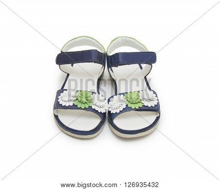 blue sandals isolated on the white background.
