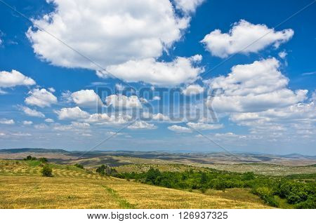 Panorama of Pester plateau landscape in southwest Serbia