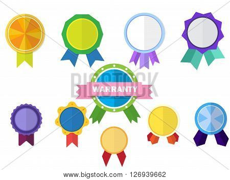 Vector Badges Ribbons and Stickers, flat style