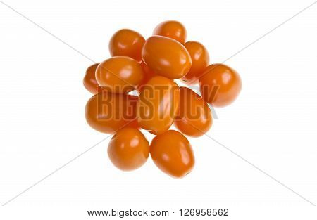 Perino gold tomatoes on a white background