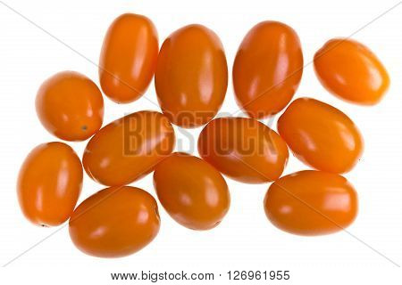 Perino gold tomatoes on a white background