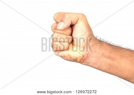 Male Clenched Fist, Isolated On A White Background