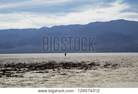 Bad Water Basine in Death Valley (California) - walking man