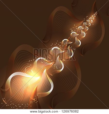 abstract vector illustration of glowing lines on brown blur background