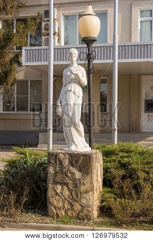 Sennoy, Russia - March 15, 2016: Statue In Front Of The Main Office Of The Wine Fanagoria Plant, Vil