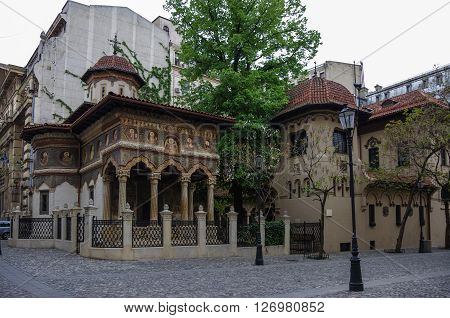 Stavropoleos monasterySt. Michael and Gabriel church in BucharestRomania.