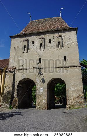 Furrier's Tower (turnul Cojocarilor) Part Of Sighisoara Fortress Entrance From Transylvania, Romania