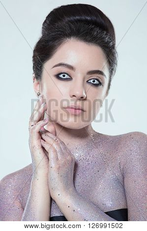 Potrtait of woman with beautiful creative fashion makeup