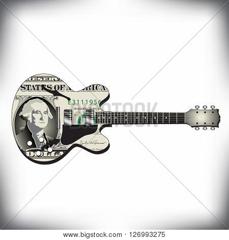 Dollar guitar art, ideal for music CD cover