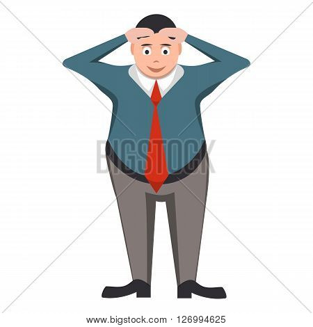 Businessman in a tie with the problem in the style of cartoon