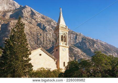 View Of Church Of St. Eustahije In Dobrota Town, Montenegro