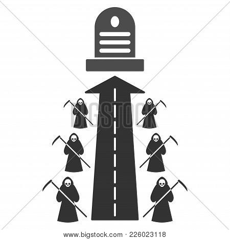 Fatal Road Flat Vector Illustration. An Isolated Icon On A White Background.